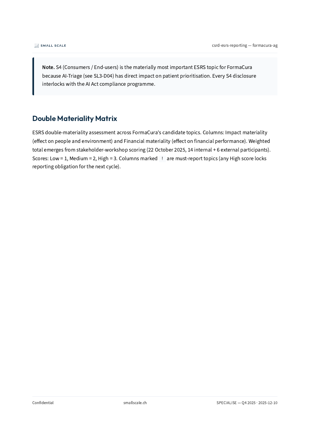CSRD / ESRS Readiness — SPECIALISE cover page
